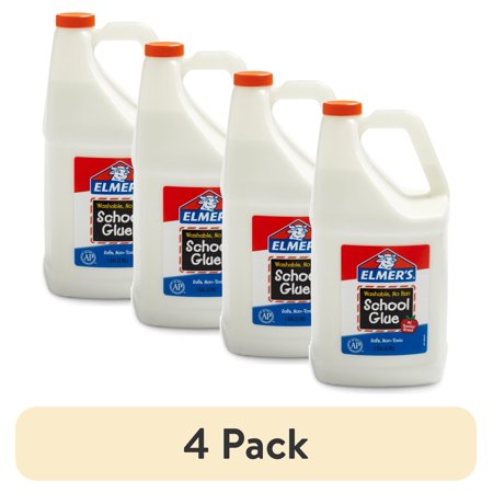 (4 pack) Elmer's Liquid School Glue, Washable, Great for Making Slime, 1 Gallon, 1 Count