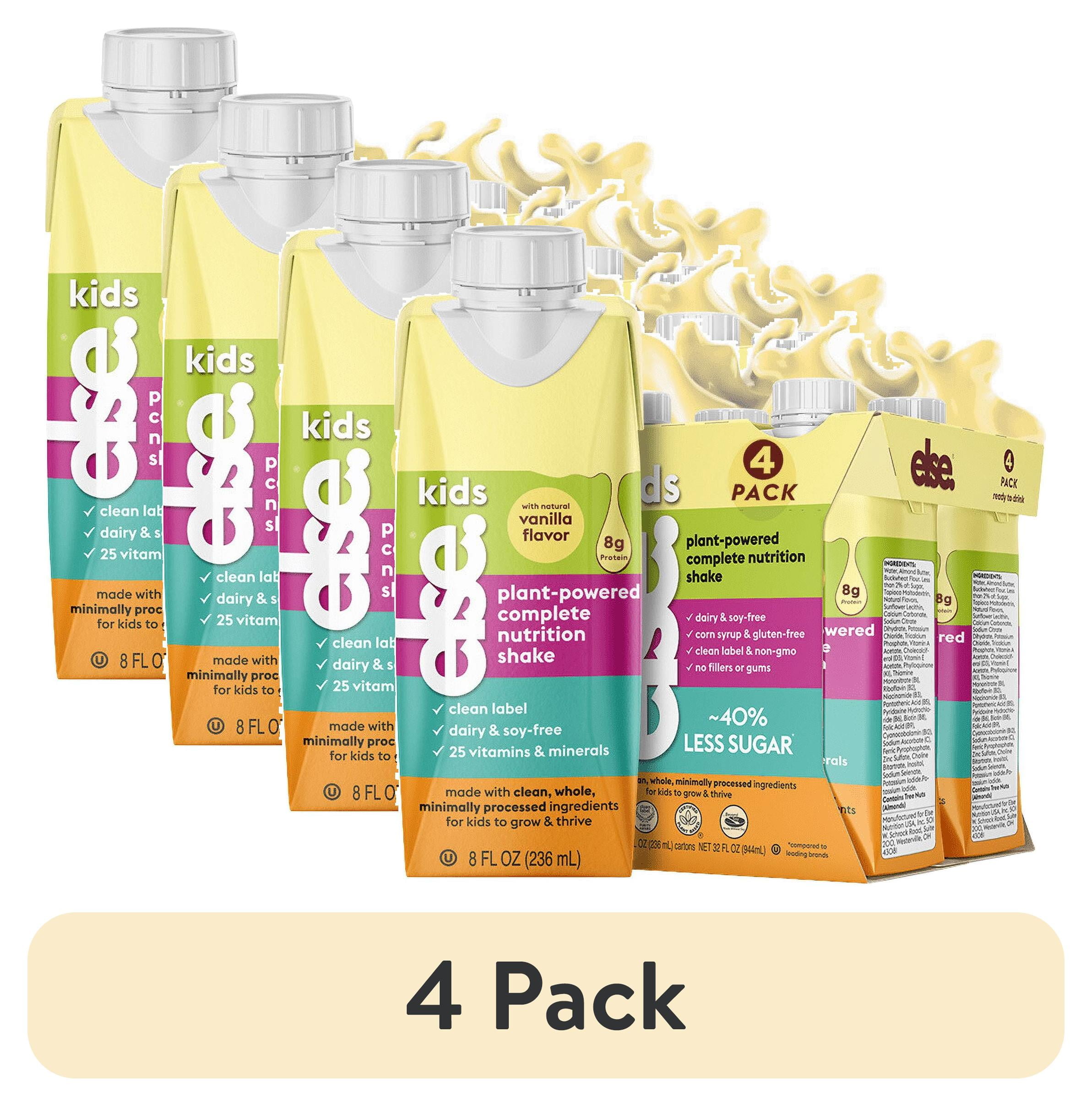 (4 pack) Else Nutrition Kids Nutritional Shake Ready-to-Drink, Vanilla, 4PK, Dairy-Free Protein Shake