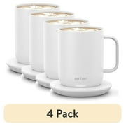 4 pack Ember Temperature Control Smart Mug 2, 10 oz, White, Up To 1.5-hr Battery Life - App Controlled Heated Coffee/Tea Mug - Improved Design
