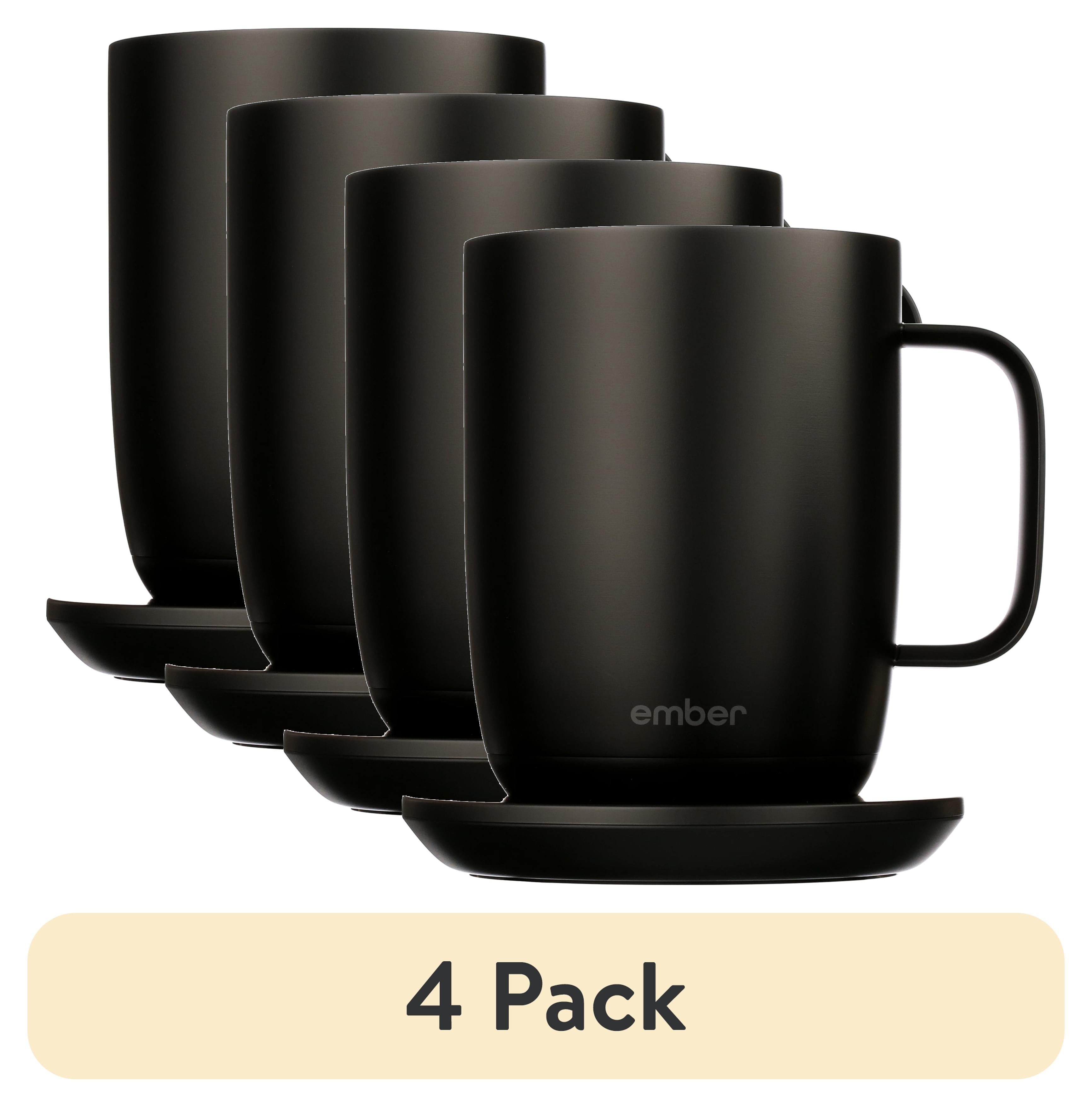 (4 pack) Ember Temperature Control Smart Mug 2, 14 oz, Black, Up To 1.5-hr Battery Life - App Controlled Heated Coffee/Tea Mug - Improved Design