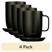 4 pack Ember Temperature Control Smart Mug 2, 14 oz, Black, Up To 1.5-hr Battery Life - App Controlled Heated Coffee/Tea Mug - Improved Design