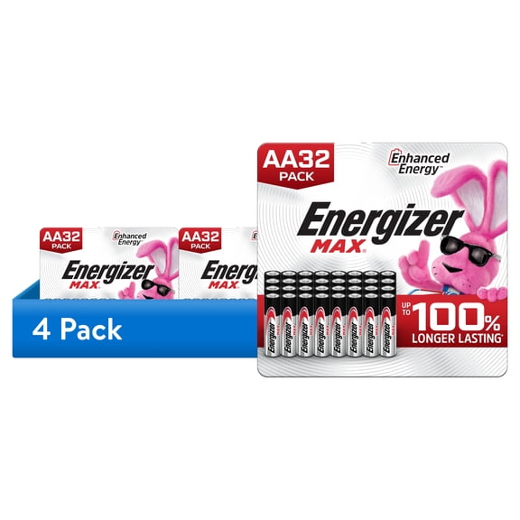 (4 pack) (4 pack) Energizer MAX AA Batteries (32 Pack), Double A Alkaline Batteries