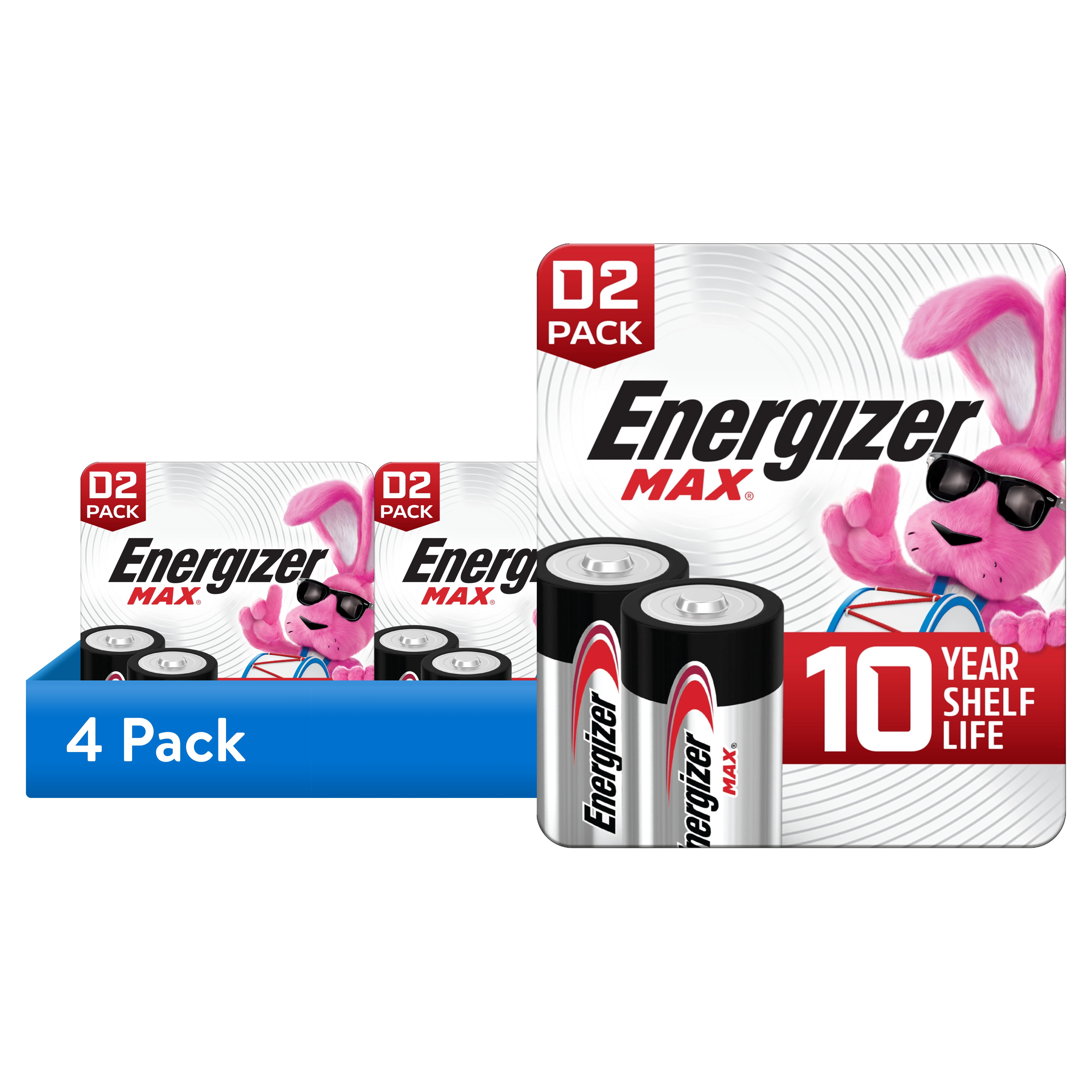 (4 pack) Energizer MAX D Batteries (2 Pack), D Cell Alkaline Batteries