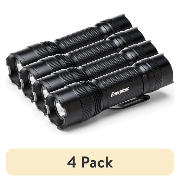 (4 pack) Energizer TAC 300 LED Tactical Pocket Flashlight, Bright 300 Lumens, Small, Compact and Durable Torch, for Camping, EDC, Emergency, Hunting and Running