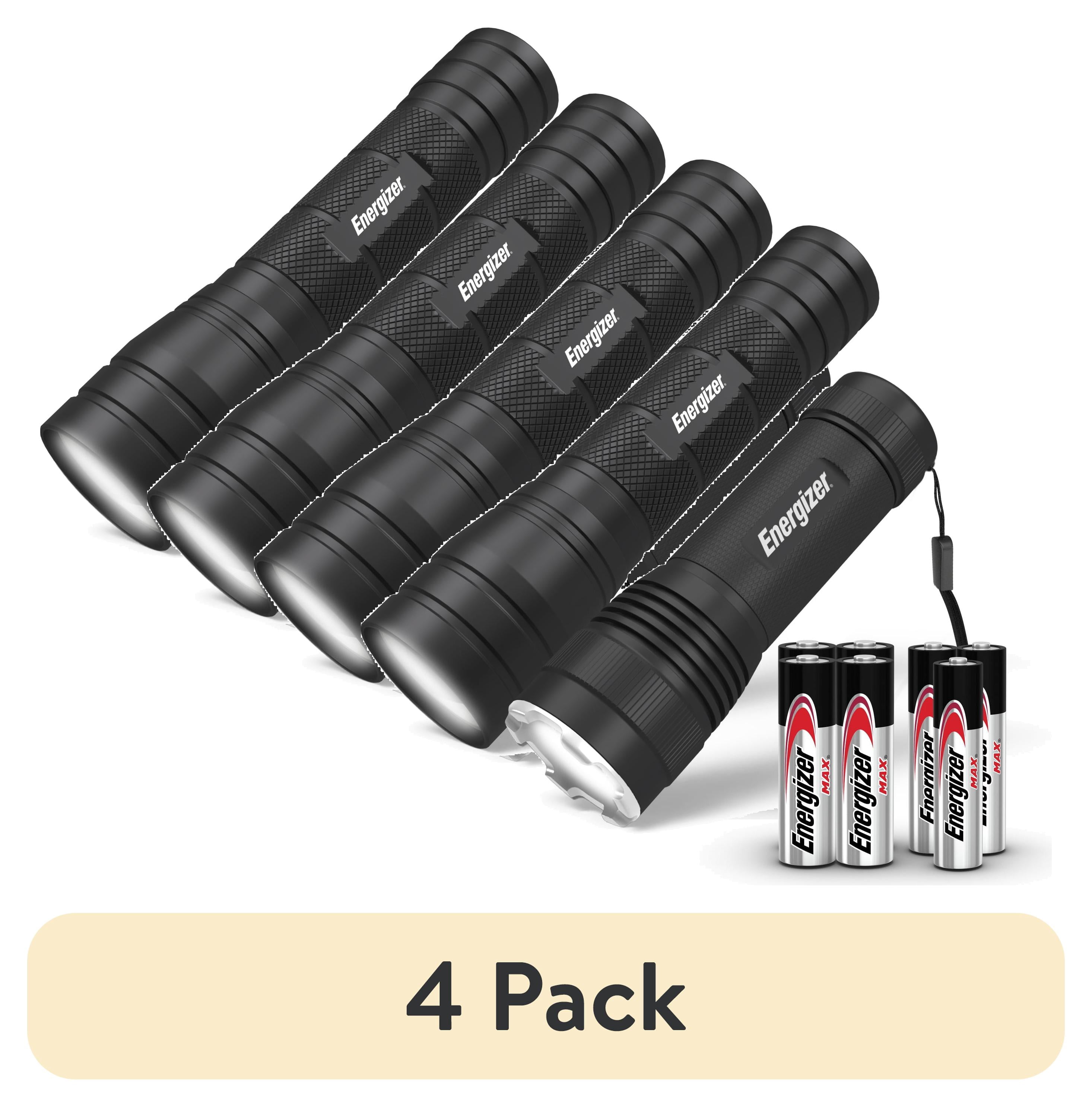 (4 pack) Energizer Flashlight Combo Pack, High Powered 1,000 Lumen Metal Torch Light and Bright 300 Lumen Mini Tactical EDC Flashlight, for Emergency, Camping, Running and Hunting, Batteries Included
