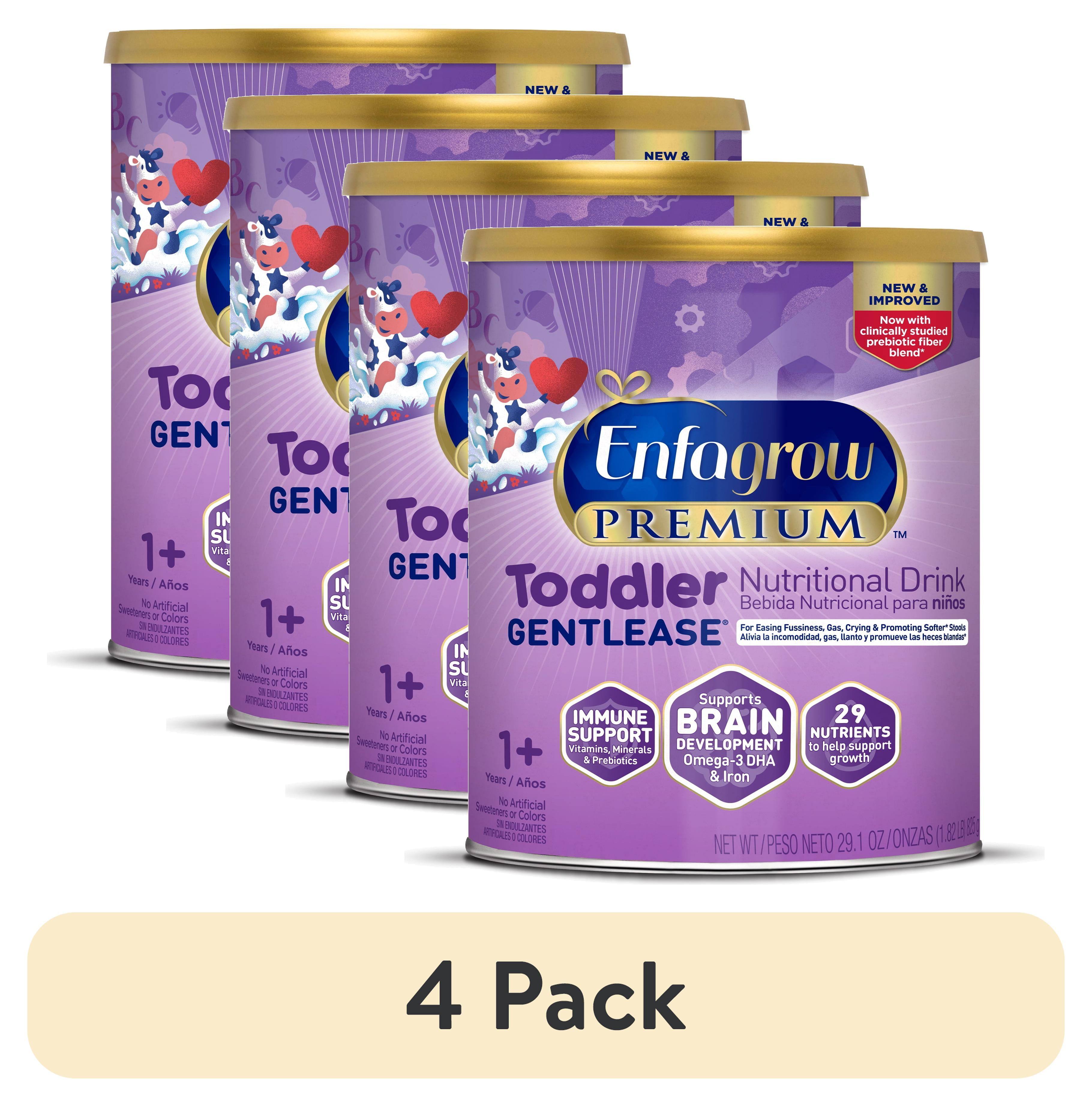 4 pack) Enfagrow Premium Gentlease Toddler Nutritional Drink, For Sensitive Bellies, 29.1 oz