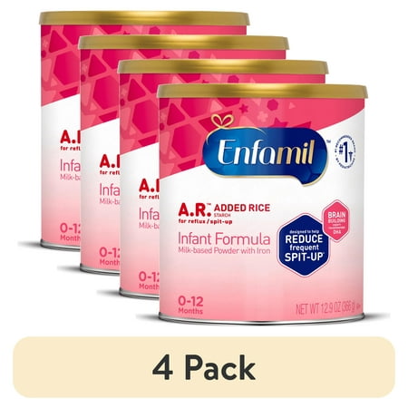 (4 pack) Enfamil A.R. Powder Baby Formula, Reduces Frequent Spit-Up, 12.9 oz Can