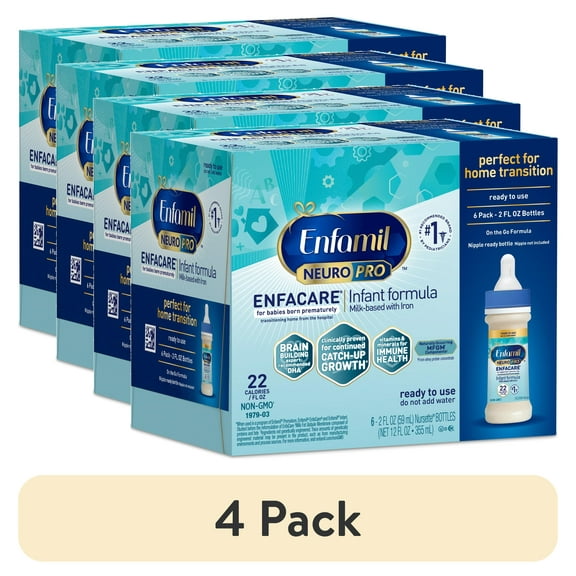 (4 pack) Enfamil NeuroPro EnfaCare Premature Discharge Liquid Baby Formula, 2 fl oz Bottle, 6 count