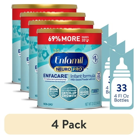 (4 pack) Enfamil NeuroPro EnfaCare Premature Discharge Powder Baby Formula, 23 oz Can