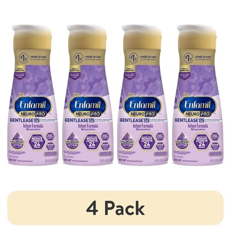(4 pack) Enfamil NeuroPro Gentlease Ready-to-Feed Baby Formula for Easing Fussiness, Gas, Spit-up in 24hrs, 32 fl oz