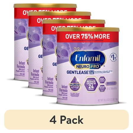 (4 pack) Enfamil NeuroPro Gentlease Baby Formula for Easing Fussiness, Gas, Spit-up in 24 Hrs, 35.3 Oz XL Value Can