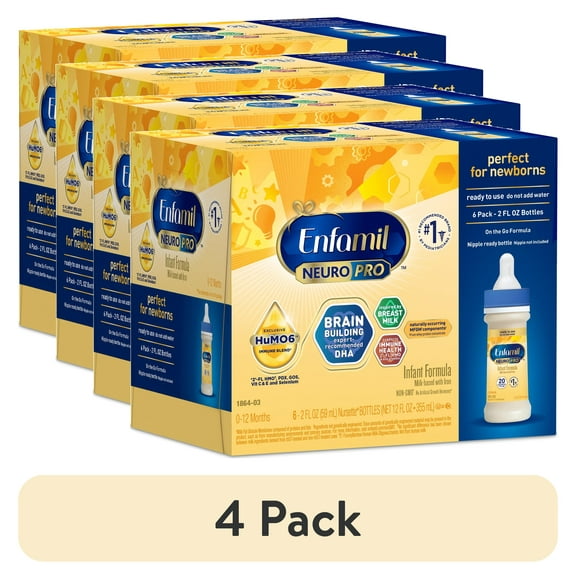 (4 pack) Enfamil NeuroPro Liquid Baby Formula, Brain Support, 2 fl oz, 6 Count