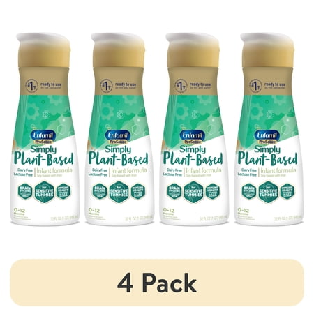 (4 pack) Enfamil ProSobee Plant-Based Liquid Baby Formula, Dairy Free, Lactose Free, 32 fl oz Bottle