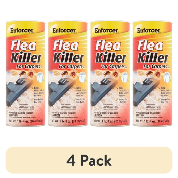 (4 pack) Enforcer Flea Killer for Carpets Powder, 20 oz