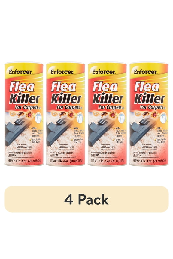 (4 pack) Enforcer Flea Killer for Carpets Powder, 20 oz