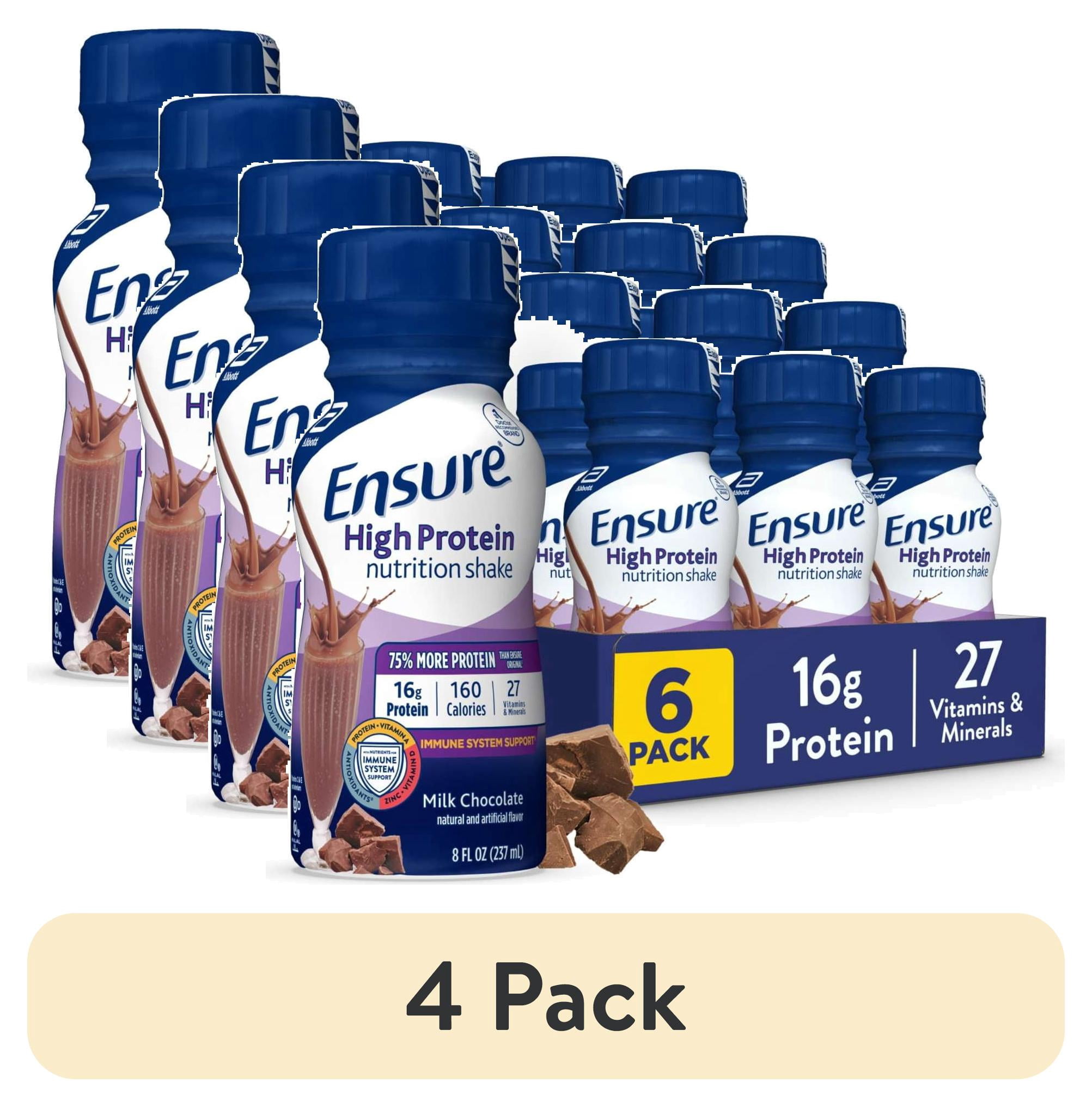 (4 pack) Ensure High Protein Nutrition Shake, Milk Chocolate, 8 fl oz, 6 Count