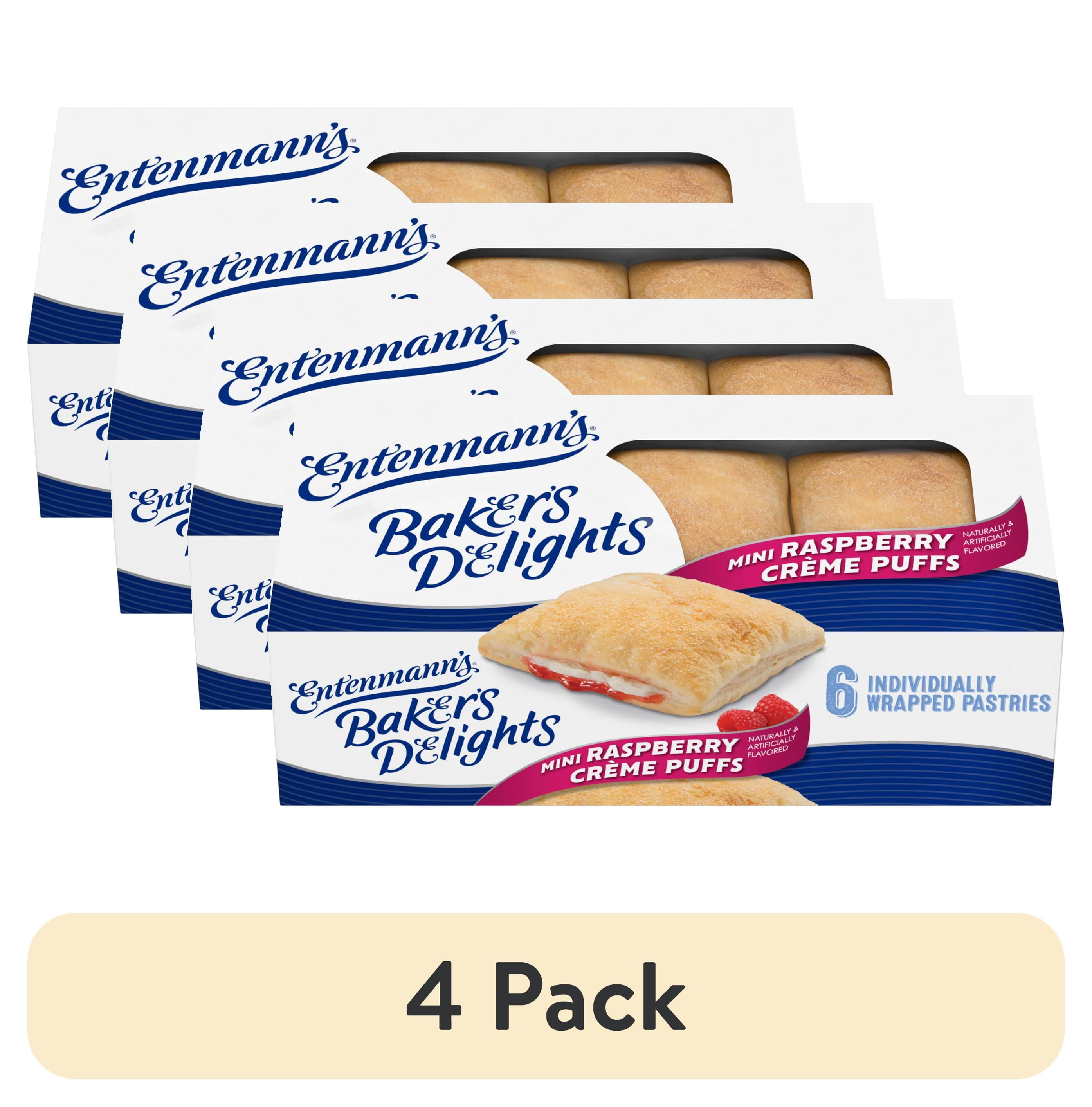 (4 pack) Entenmann's Baker's Delights Mini Raspberry Crème Puffs, 6 ...