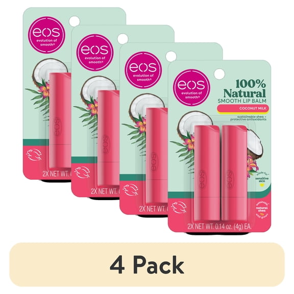 (4 pack) Eos 100% Natural Lip Balm Stick - Coconut Milk | 0.14 oz | 2-Pack
