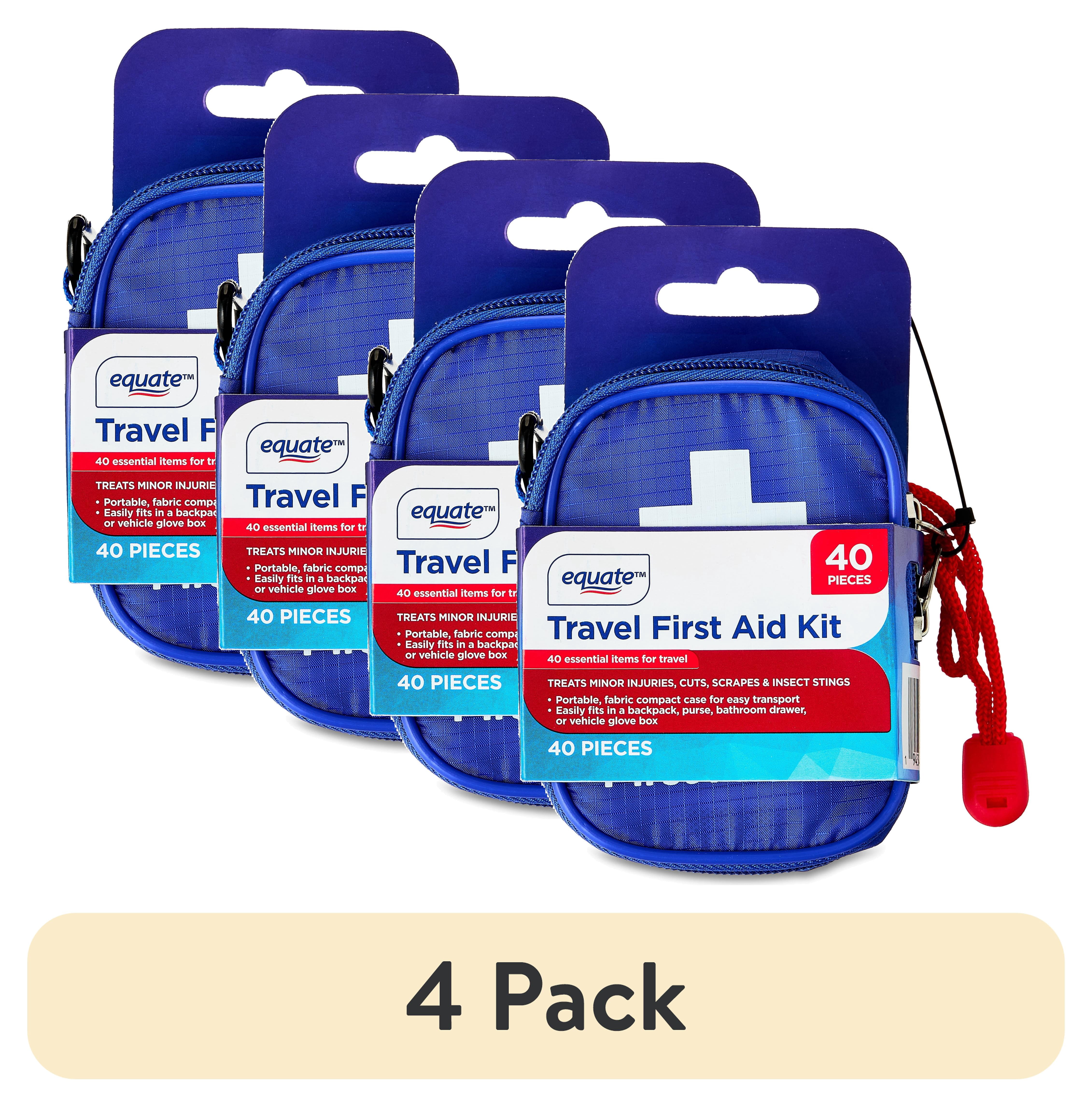 (4 pack) Equate 40 Piece Travel First Aid Kit for Everyday Use