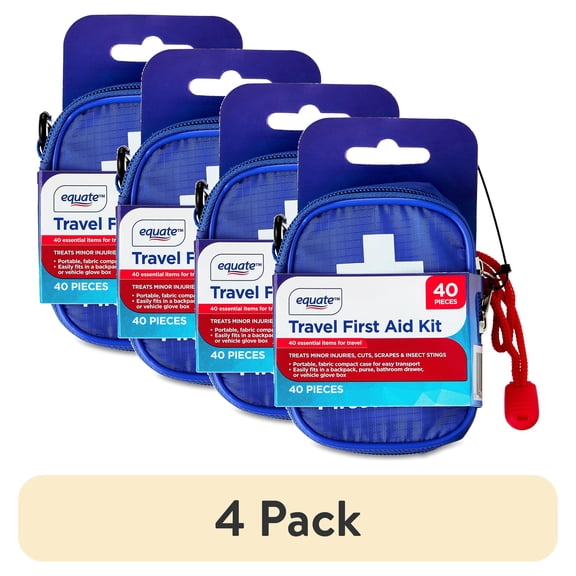(4 pack) Equate 40 Piece Travel First Aid Kit for Everyday Use