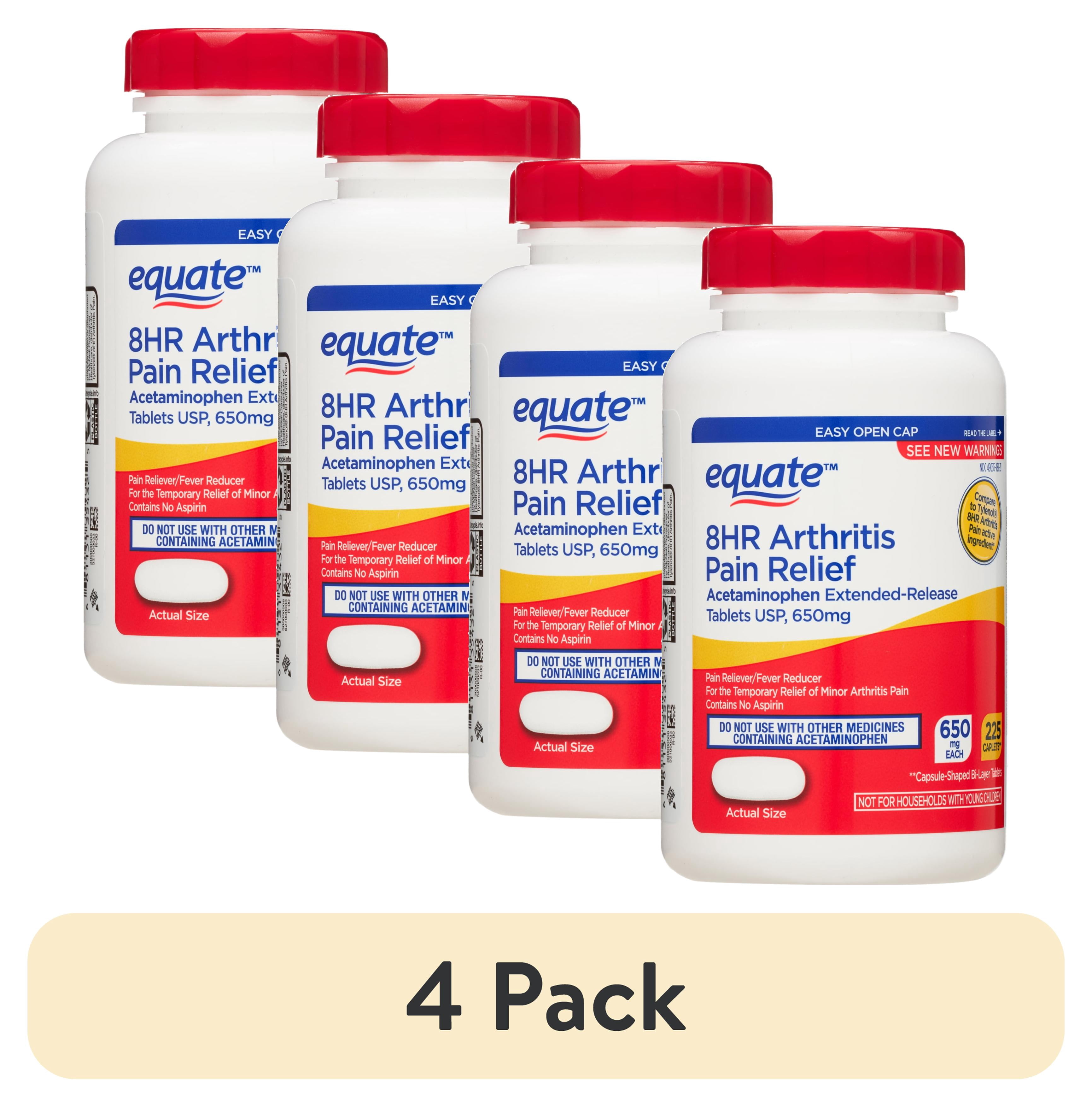 (4 pack) Equate Acetaminophen 650 mg Extended Release Arthritis Pain Relief Tablets, Easy-Open Cap, 225 Count