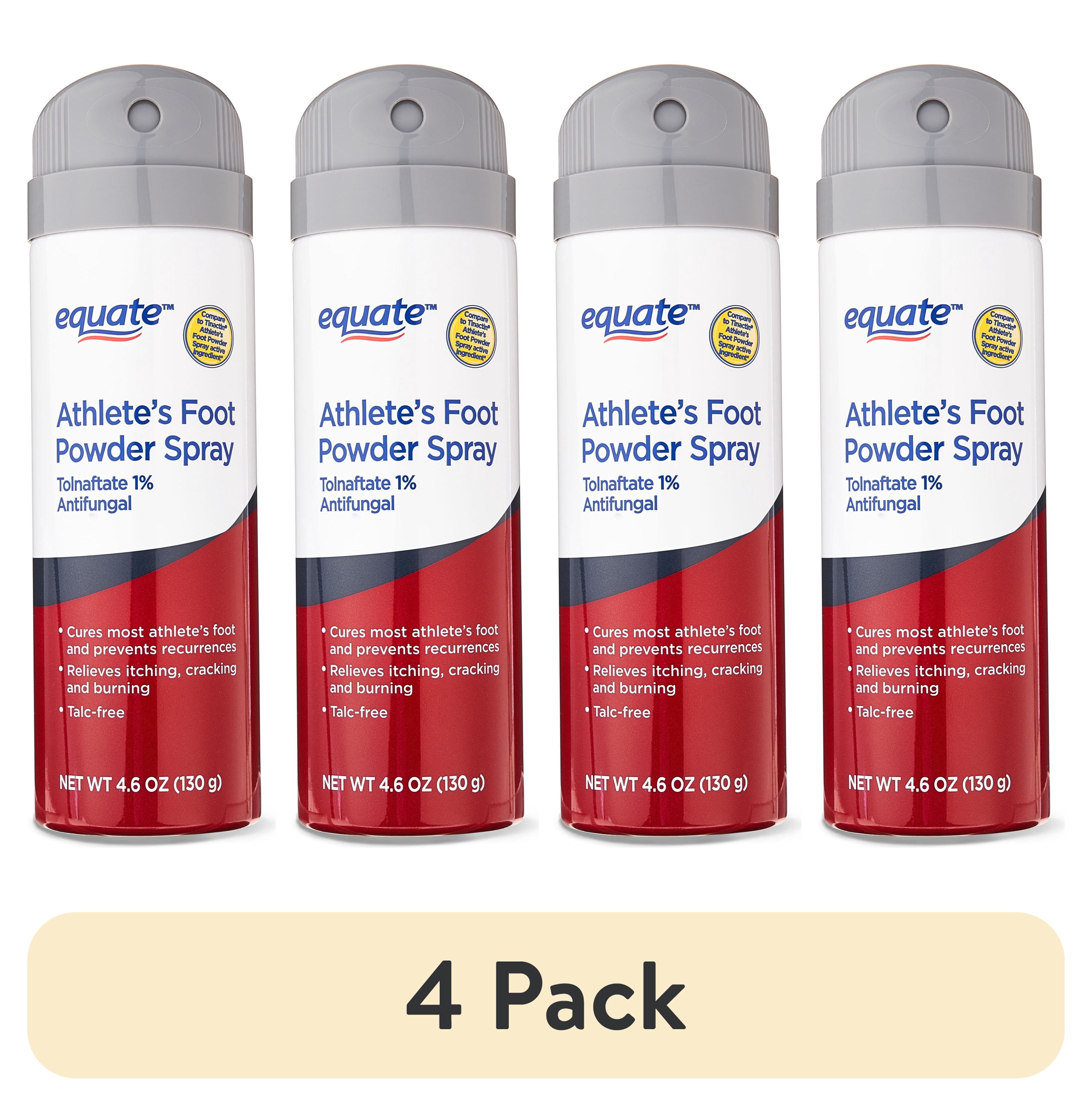 (4 pack) Equate Athlete's Foot Antifungal Powder Spray, Tolnaftate 1%, 4.6 oz, Compare to Tinactin Athlete's Foot Powder Spray Active Ingredient