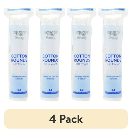 (4 pack) Equate Beauty Cotton Rounds, 100 Count