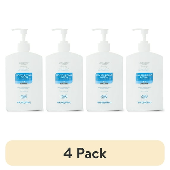 (4 pack) Equate Moisturizing Lotion with Hyaluronic Acid, 16 fl oz, Compare to CeraVe® Daily Moisturizing Lotion