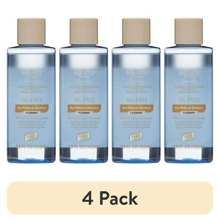 (4 pack) Equate Oil-Free Eye Makeup Remover for Face Care, Fragrance Free, 5.5 fl oz, Compare to Neutrogena® Oil-Free Eye Makeup Remover
