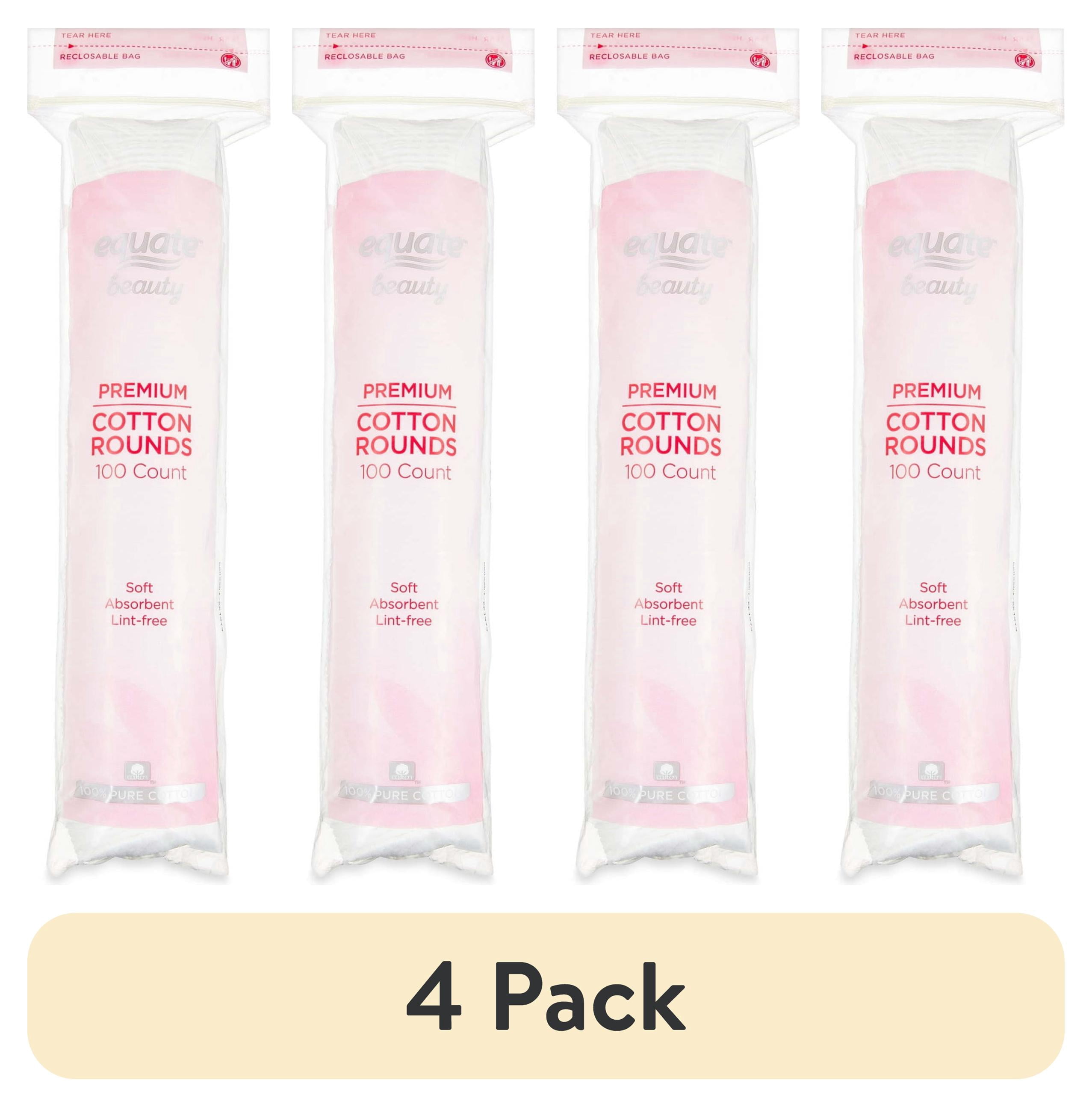 (4 pack) Equate Beauty Premium Cotton Rounds, 100 Count