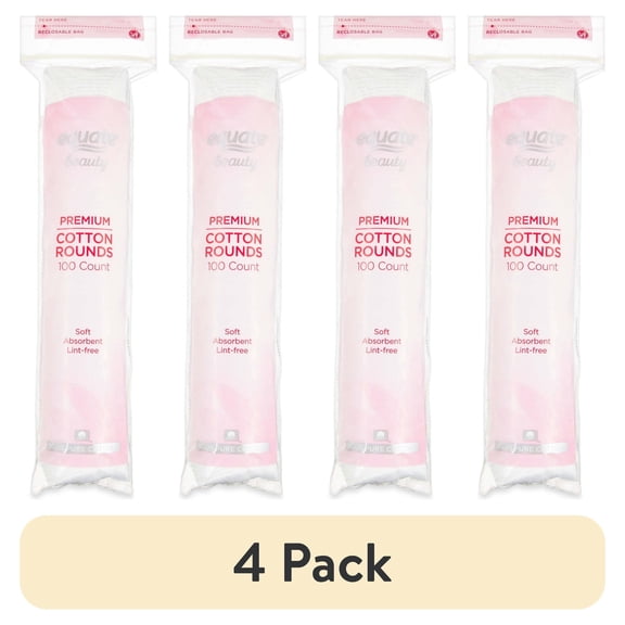 (4 pack) Equate Beauty Premium Cotton Rounds, 100 Count