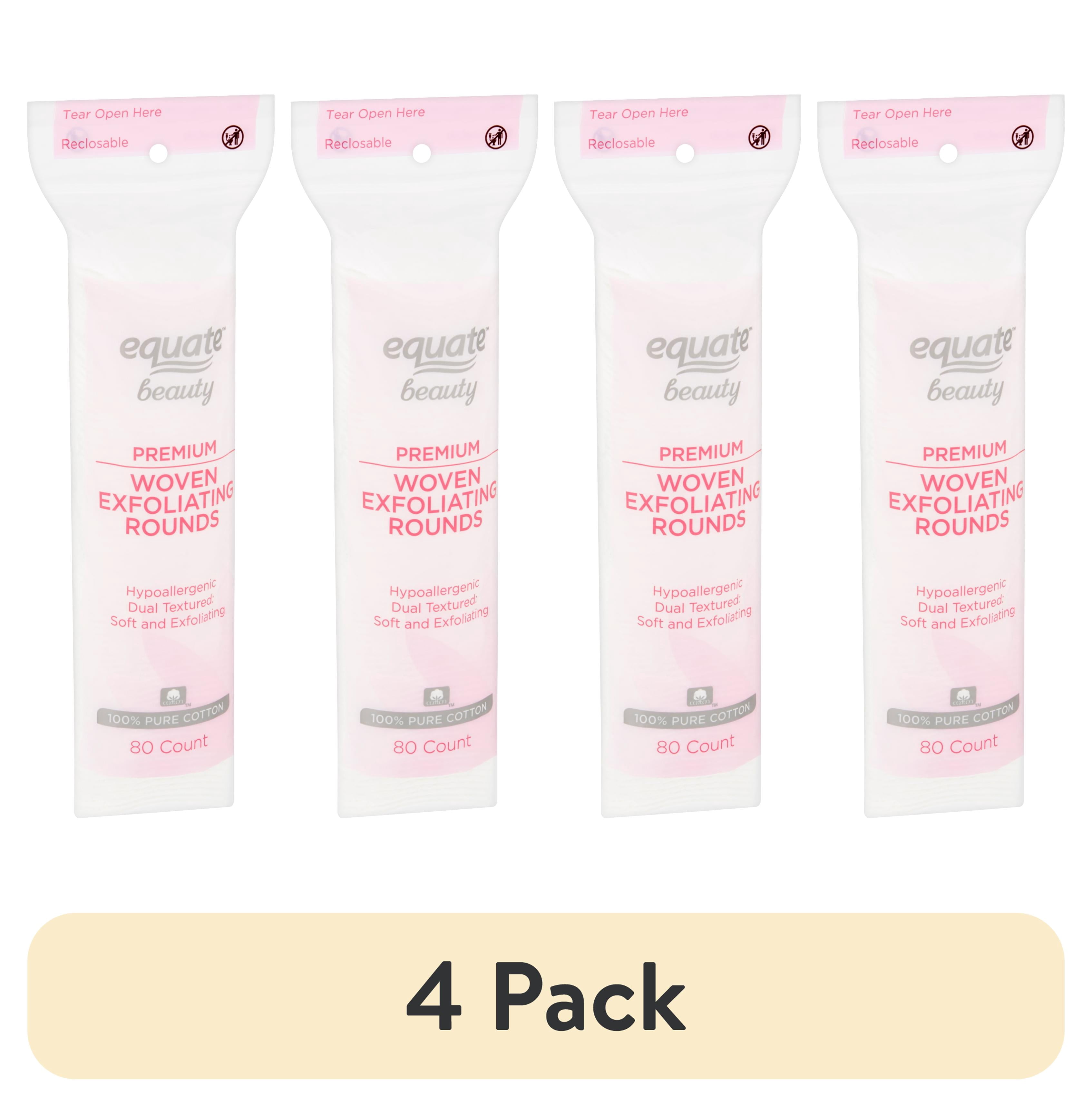 (4 pack) Equate Beauty Premium Woven Exfoliating Rounds, 80 Count