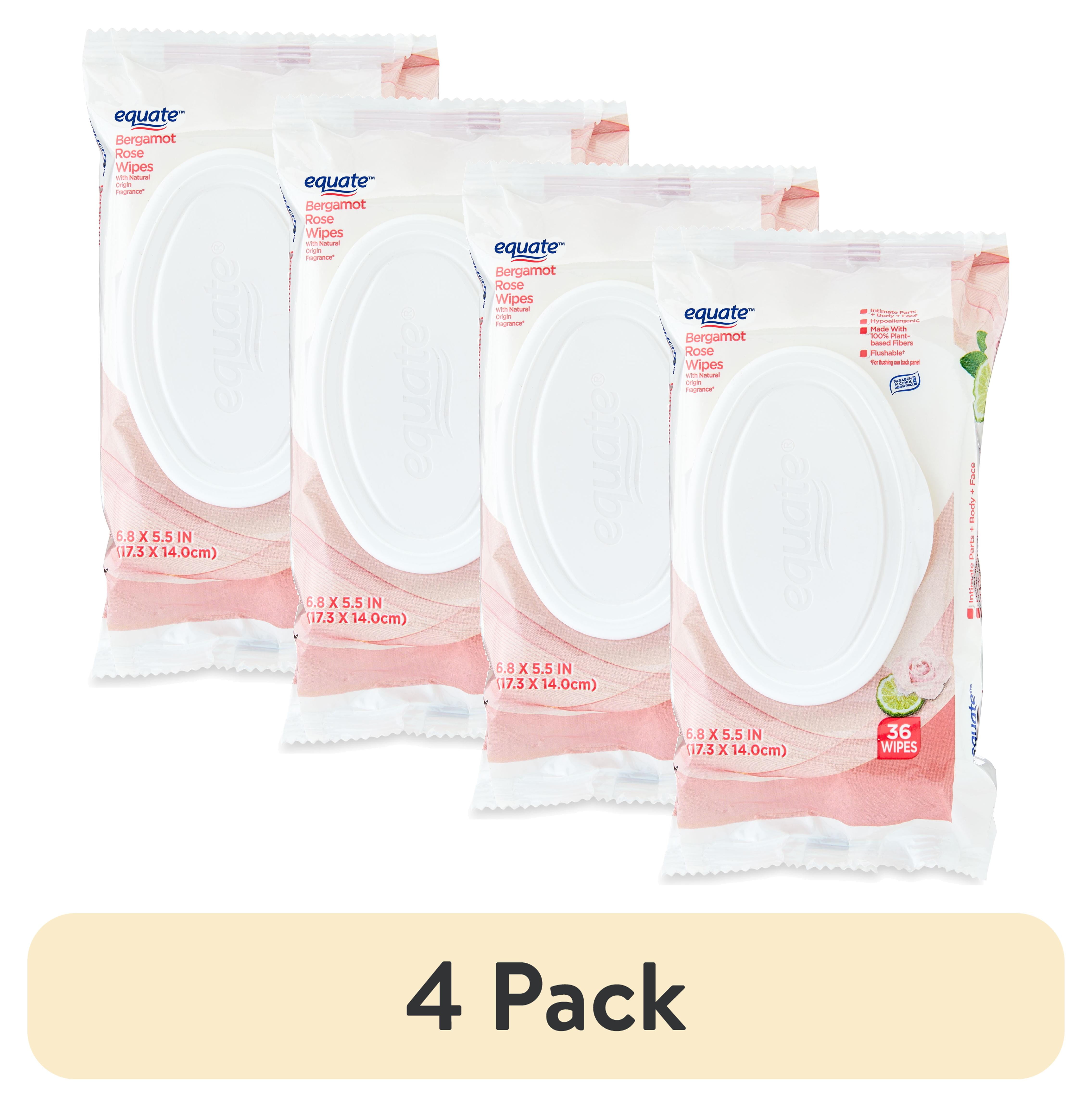 (4 pack) Equate Bergamot Rose Personal Wipes for Women's Health, 36 Total Wipes
