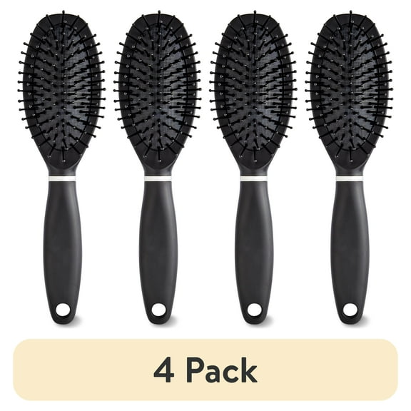 (4 pack) Equate Black Cushion Hair Brush, 1 Count
