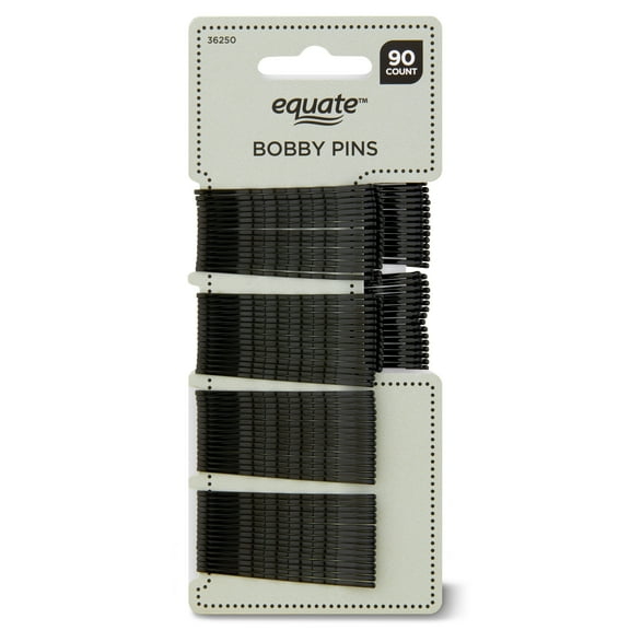 (4 pack) Equate Bobby Pins, Black, 90 Count