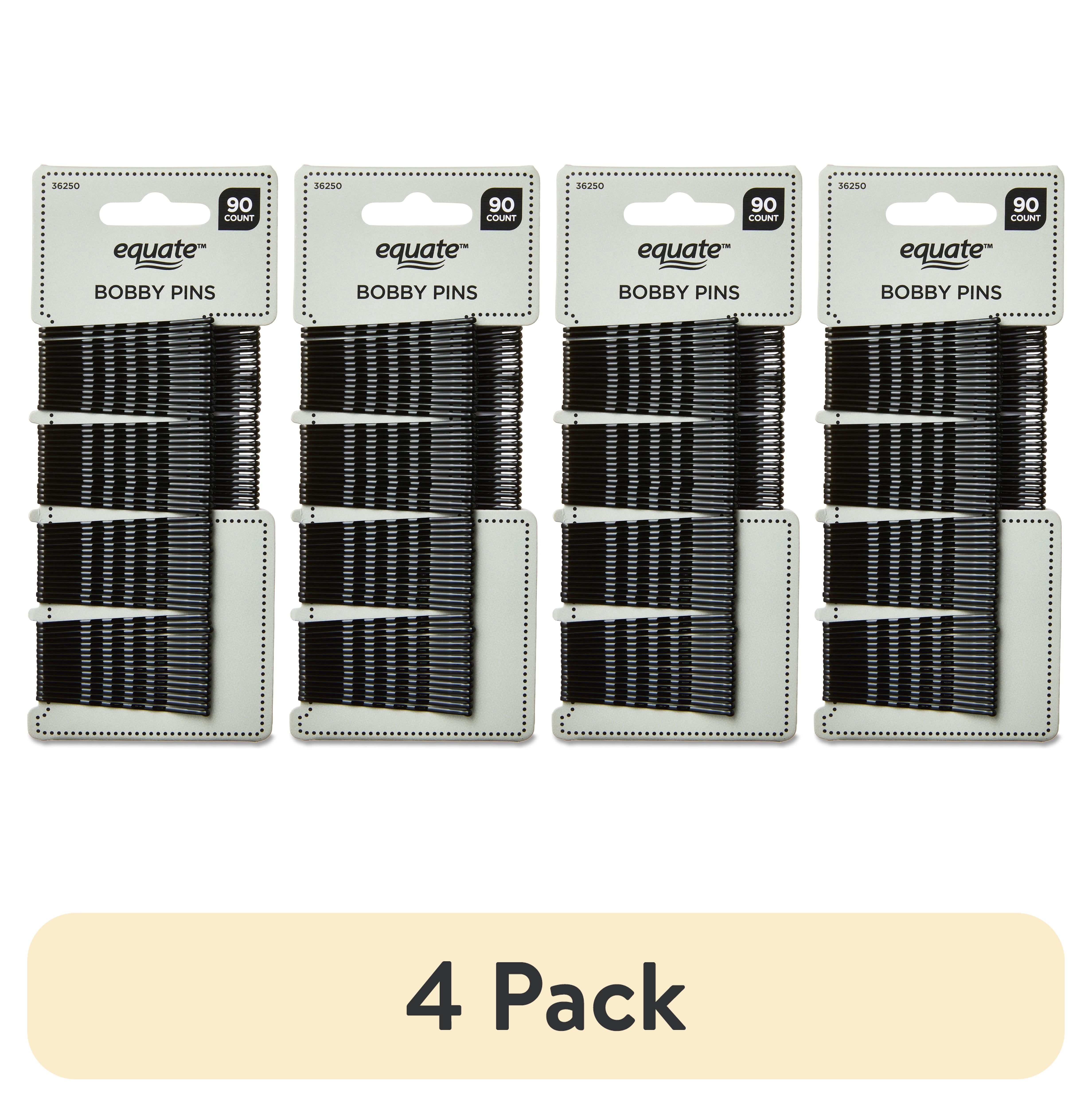(4 pack) Equate Bobby Pins, Black, 90 Count