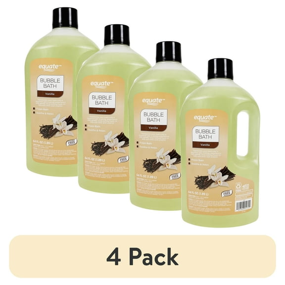 (4 pack) Equate Bubble Bath, Vanilla, 64 fl oz