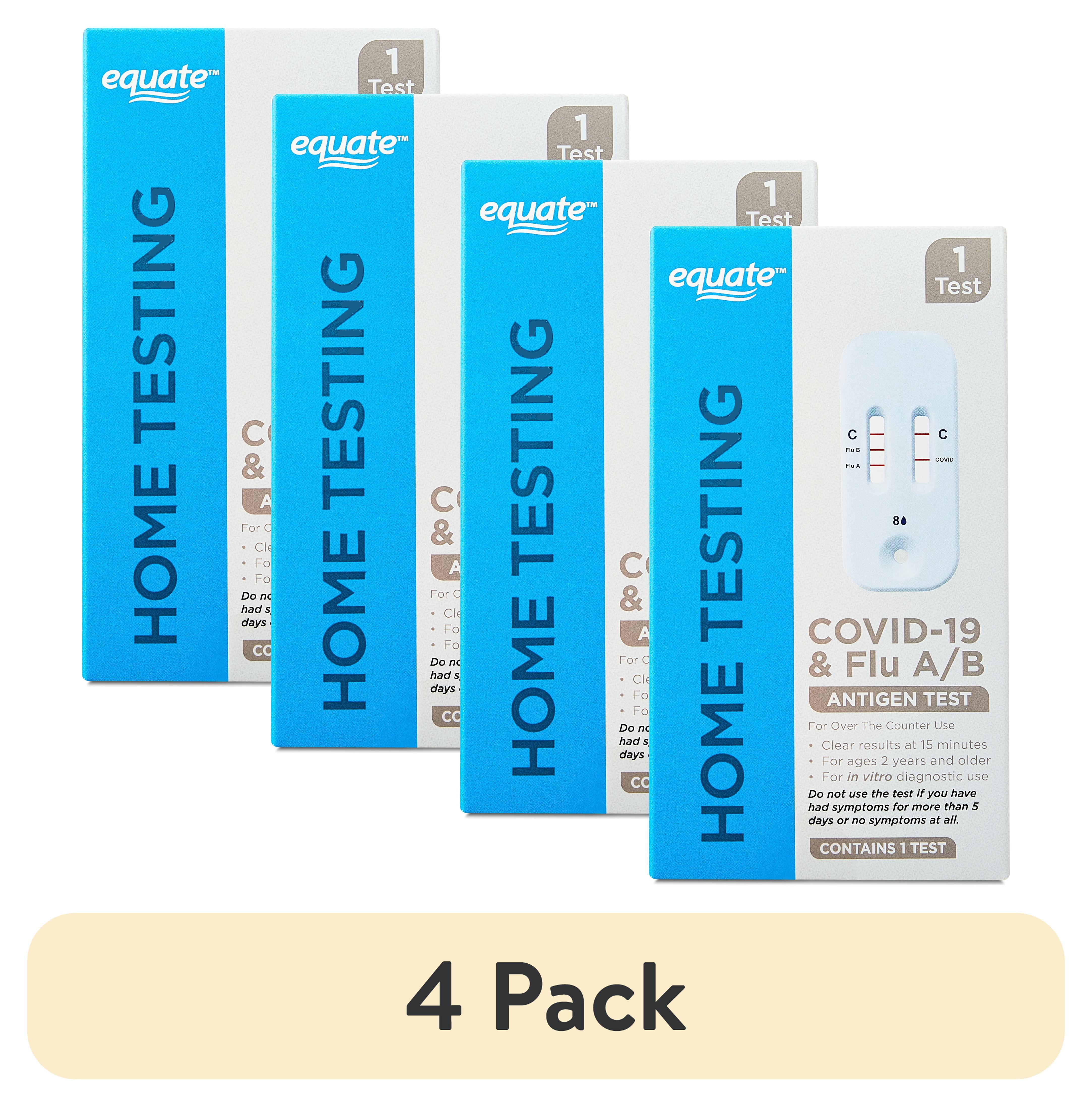 (4 pack) Equate COVID-19 & Flu A/B At-Home Antigen Test – OTC Rapid Test Kit, 1 Count