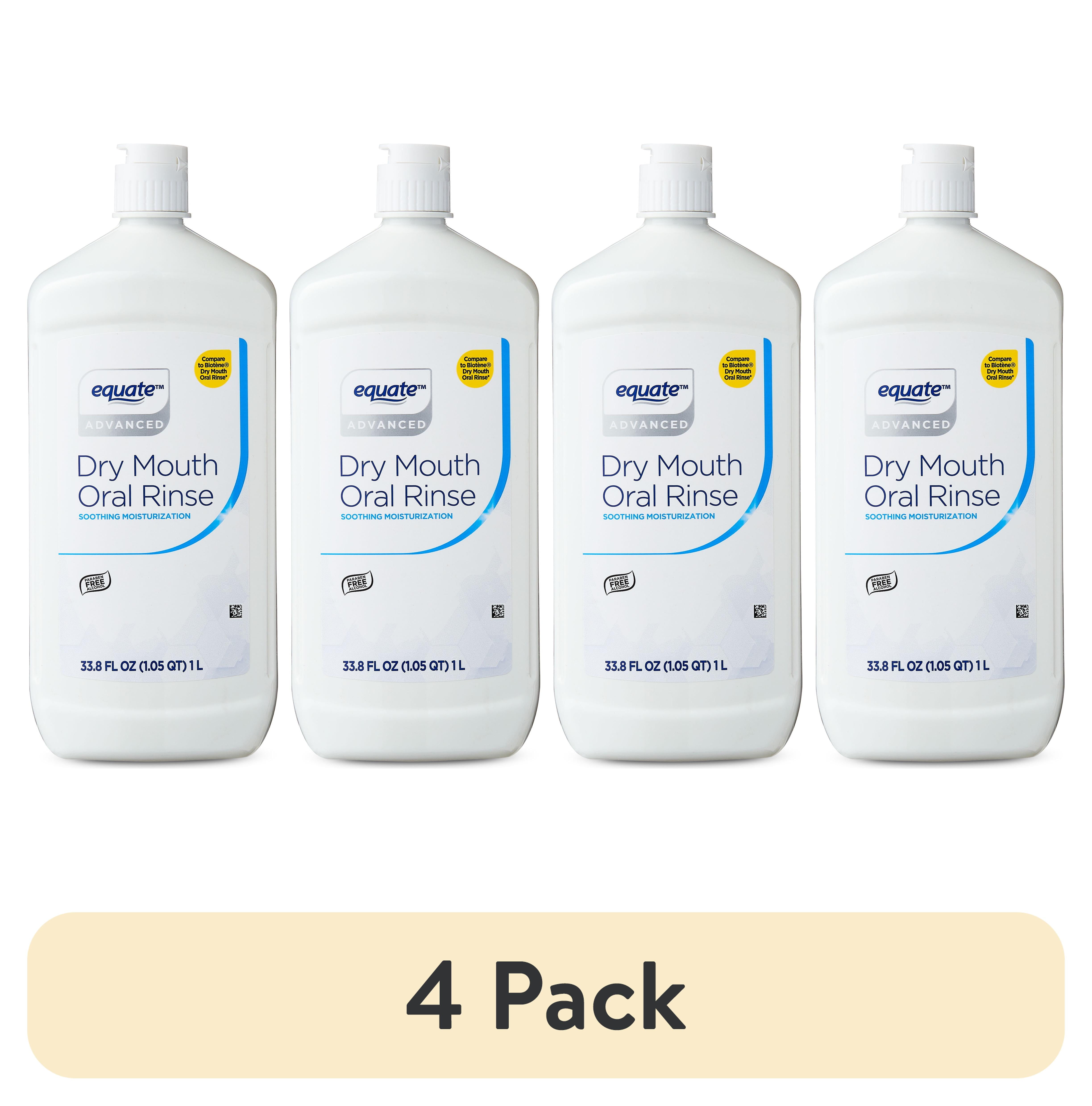 (4 pack) Equate Dry Mouth Oral Rinse, 1 L