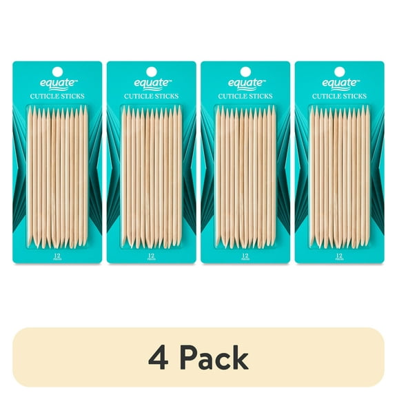 (4 pack) Equate Dual Pointed Cuticle Sticks for Nail & Cuticle Care, 12 Count