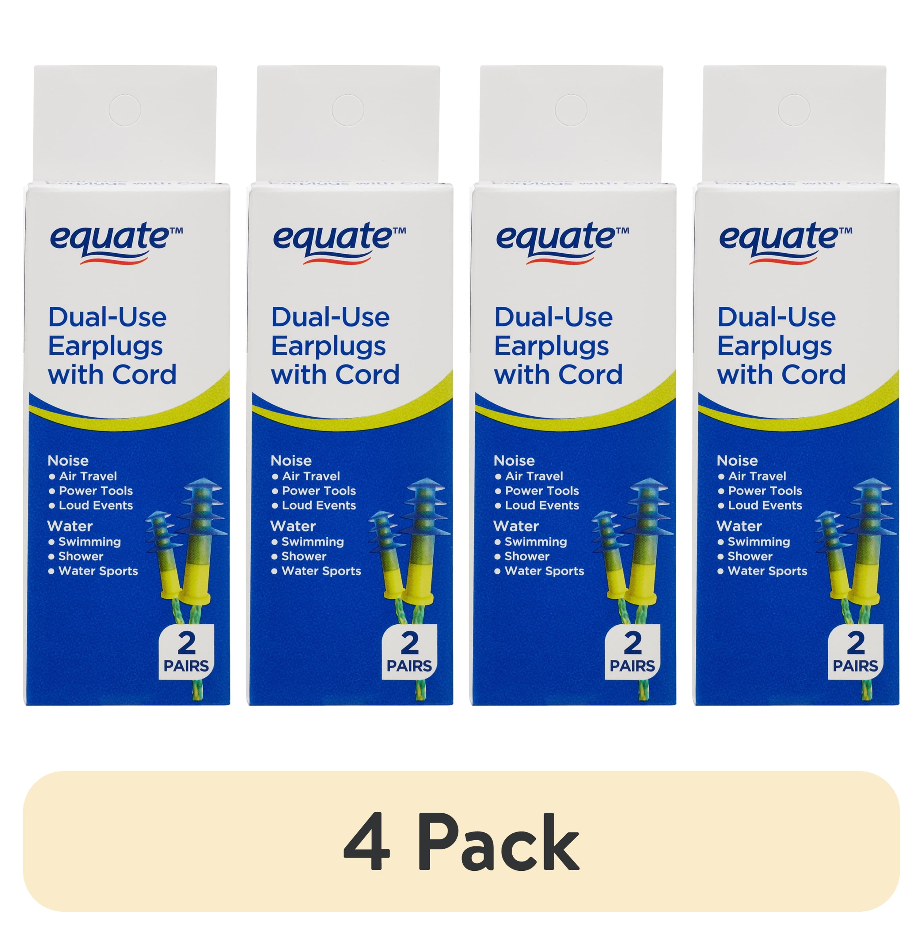 (4 pack) Equate Tapones para los OÃ­dos de Doble Uso con Cordones, Paquete de 2