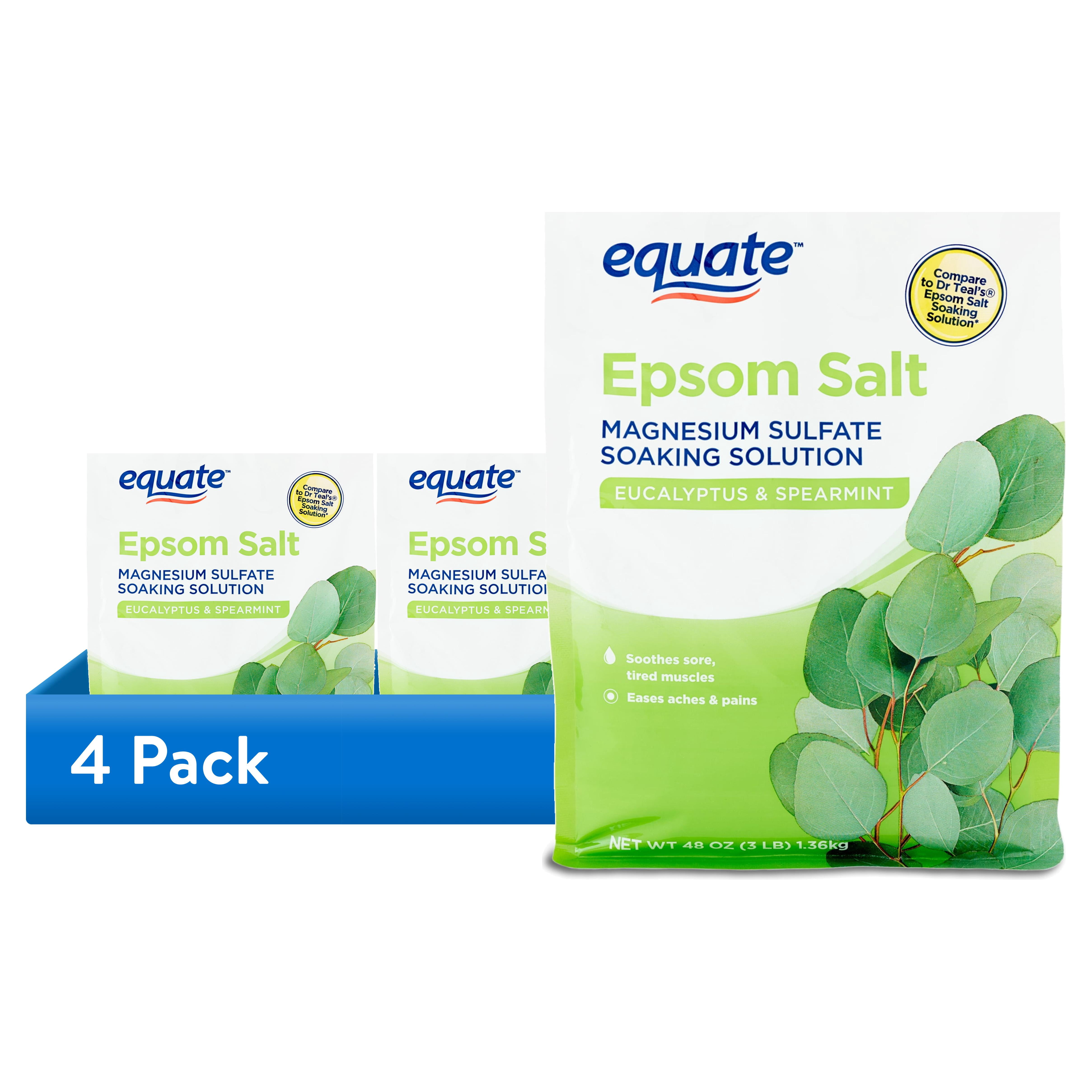 (4 pack) Equate Epsom Salt Relaxing Eucalyptus, 3 Lbs
