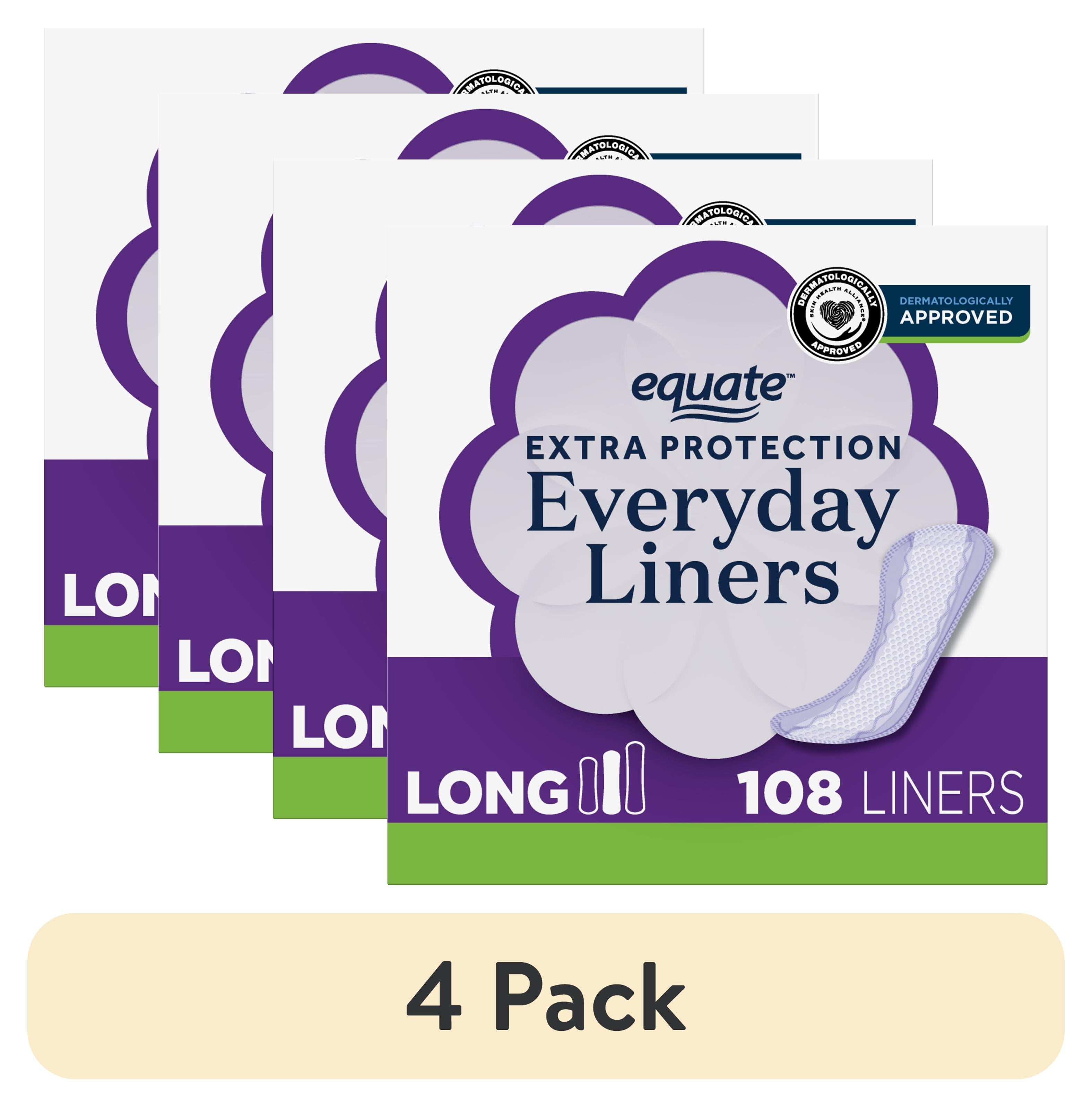 4 pack Equate Extra Protection Everyday Panty Liners, Long
