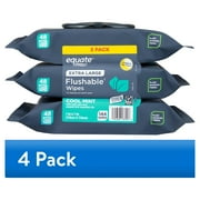 (4 pack) Equate Extra Large Flushable Wet Wipes, Cool Mint Scent, 144 Wipes (3 Pack), Compare to Dude Wipes®