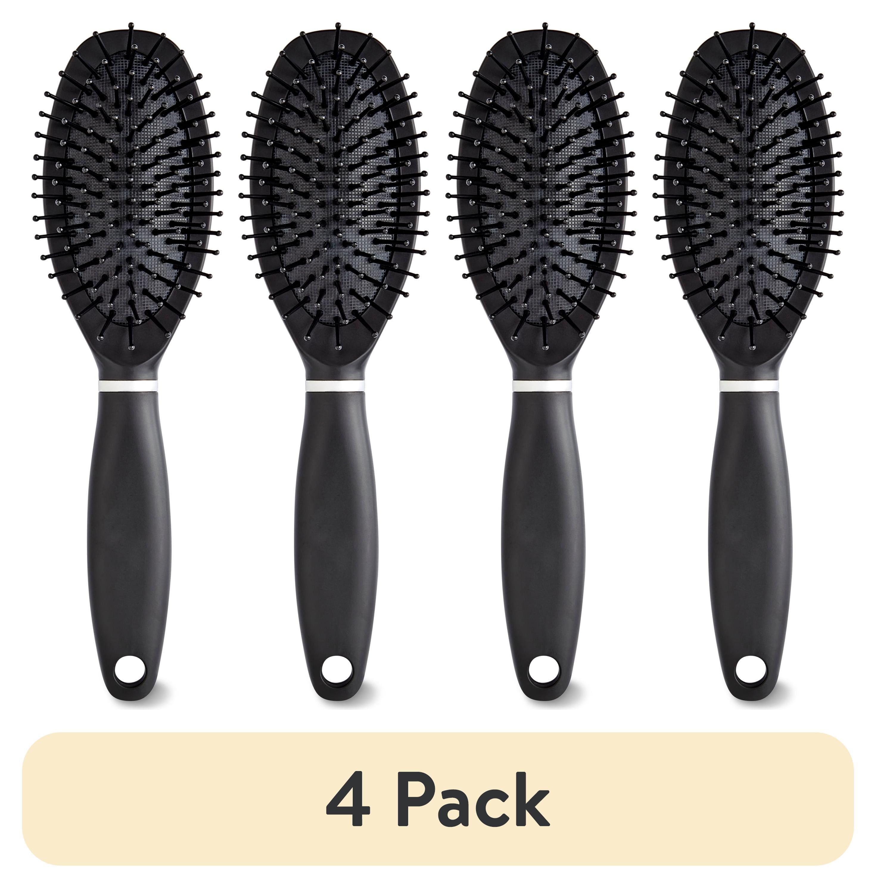 (4 pack) Equate Black Cushion Hair Brush, 1 Count