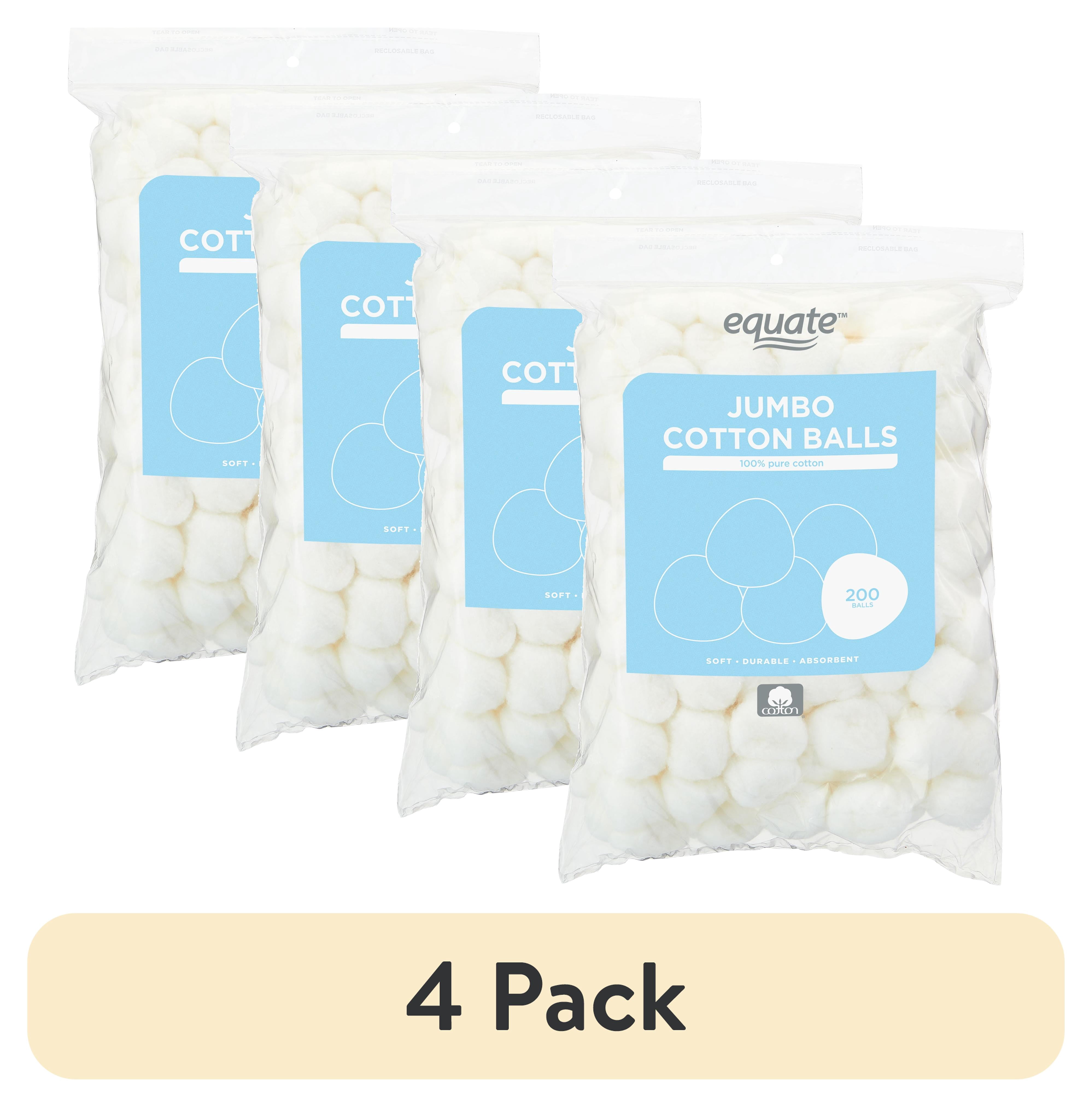 (4 pack) Equate Jumbo Cotton Balls, 200 Count