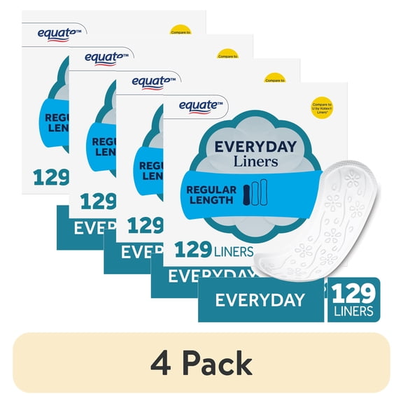 (4 pack) Equate Light Protection Everyday Panty Liners, Regular Length, 129 Count