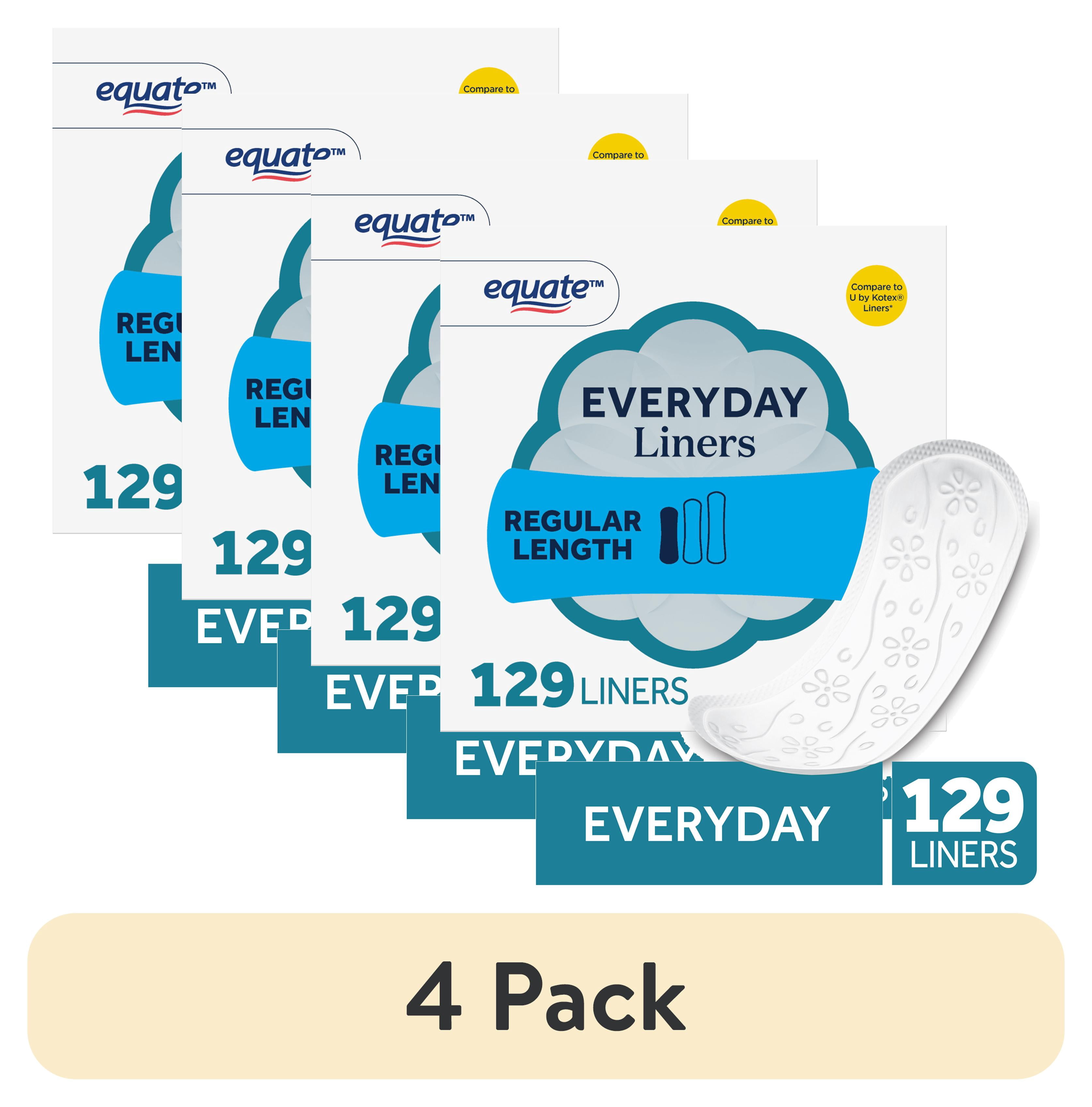 (4 pack) Equate Light Protection Everyday Panty Liners, Regular Length, 129 Count