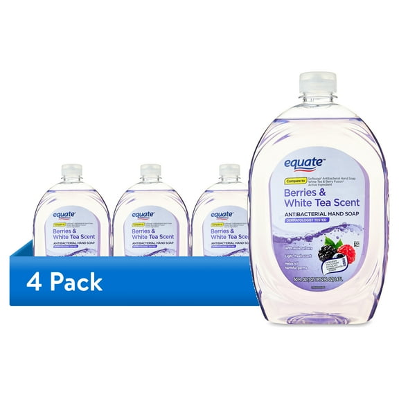 (4 pack) Equate Antibacterial Liquid Hand Soap, Berries & White Tea, 50 fl oz, Compare to Softsoap Antibacterial Hand Soap White Tea & Berry Fusion Active Ingredient