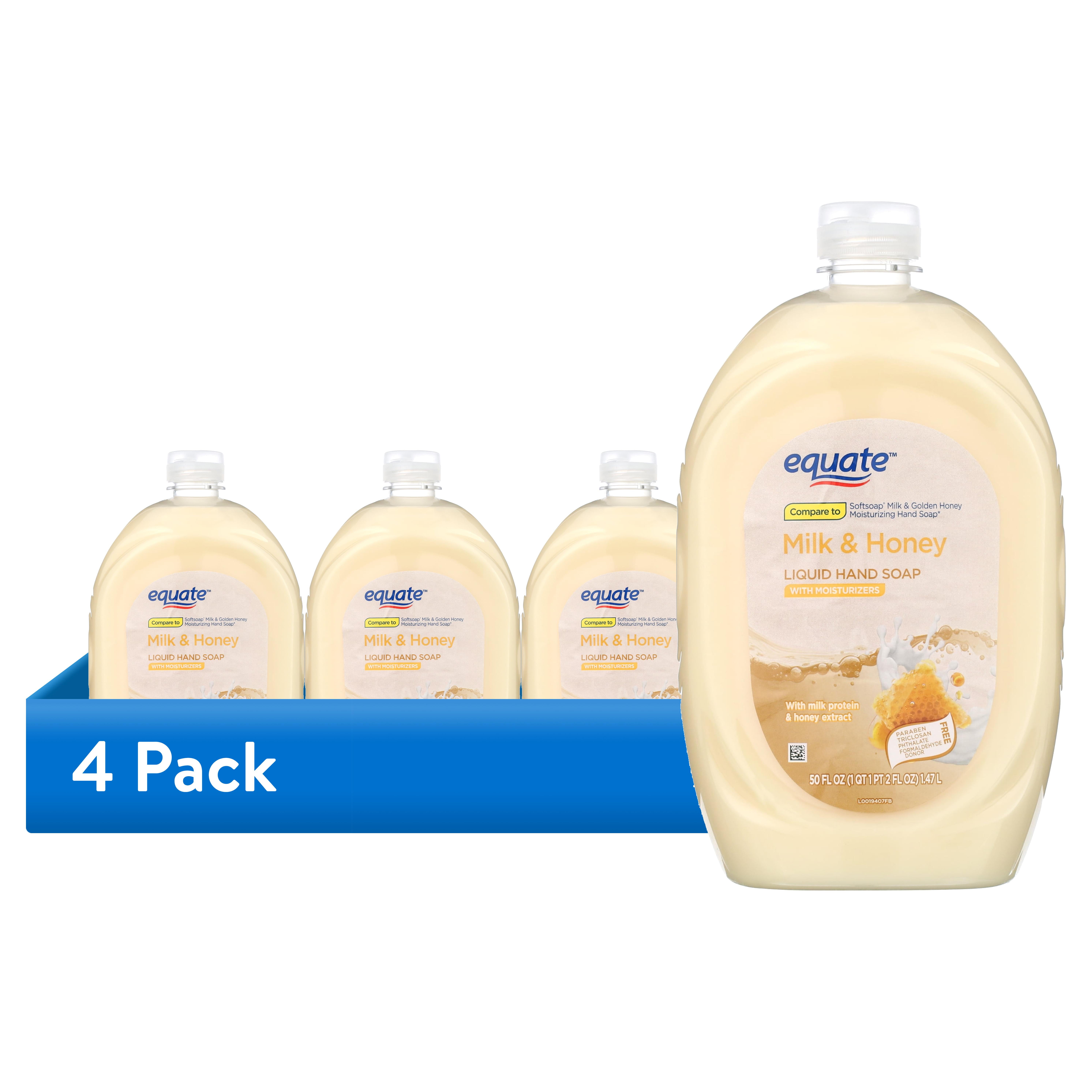 (4 pack) Equate Milk and Honey Liquid Hand Soap, 50 fl oz